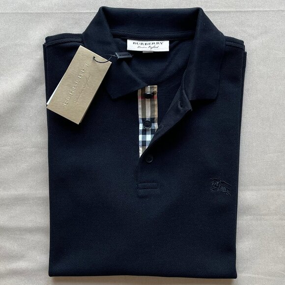 Burberry London Men's New Casual Black Color Polo Shirt Medium Size - Picture 1 of 7